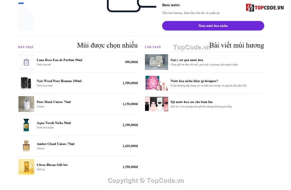 website bán nước hoa,bán website,web bán nước hoa